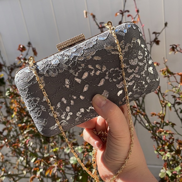 Gray Satin & Lace Clutch - Picture 15 of 17
